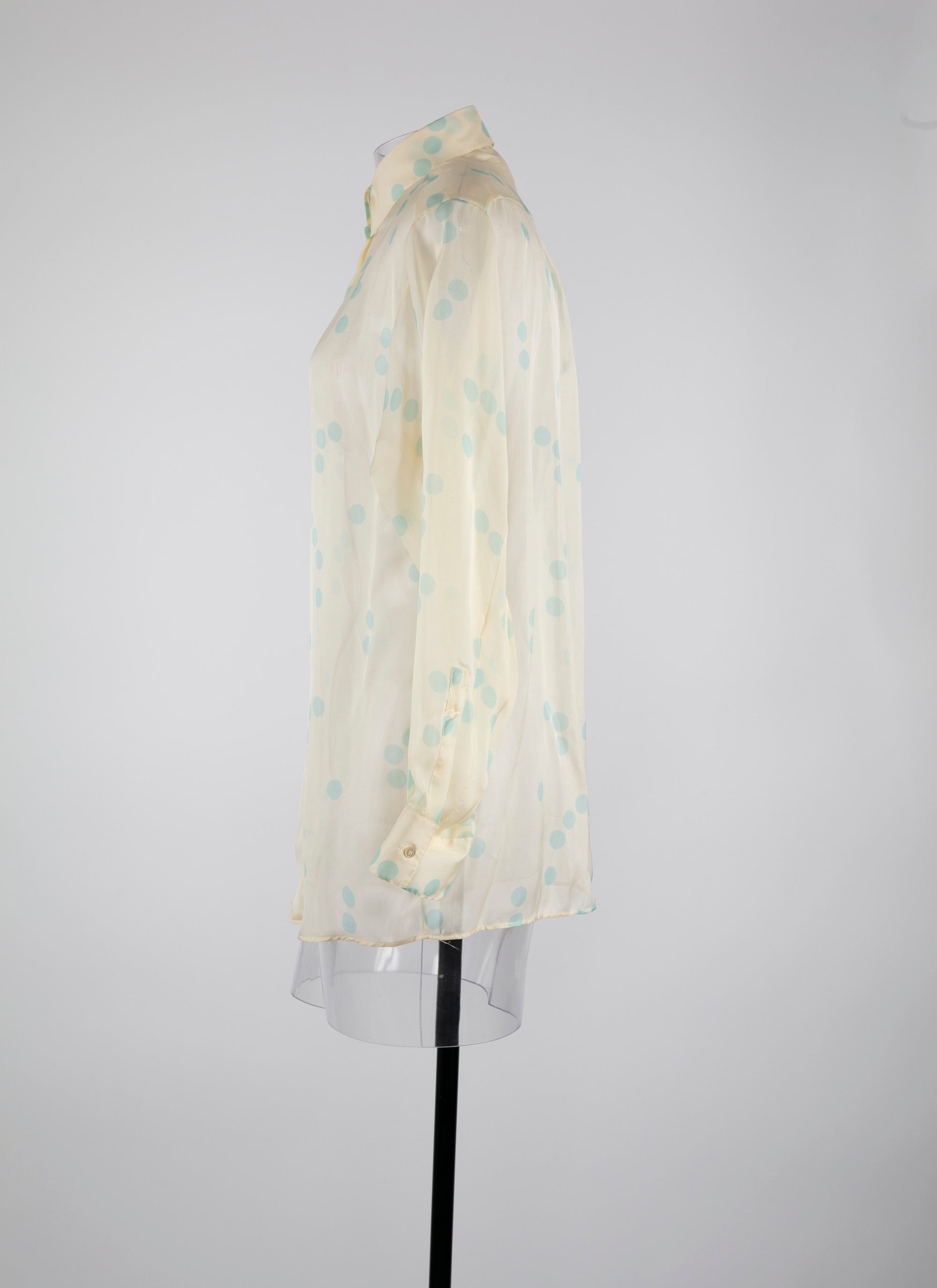 Chemise classique en soie - Ivoire & Bleu