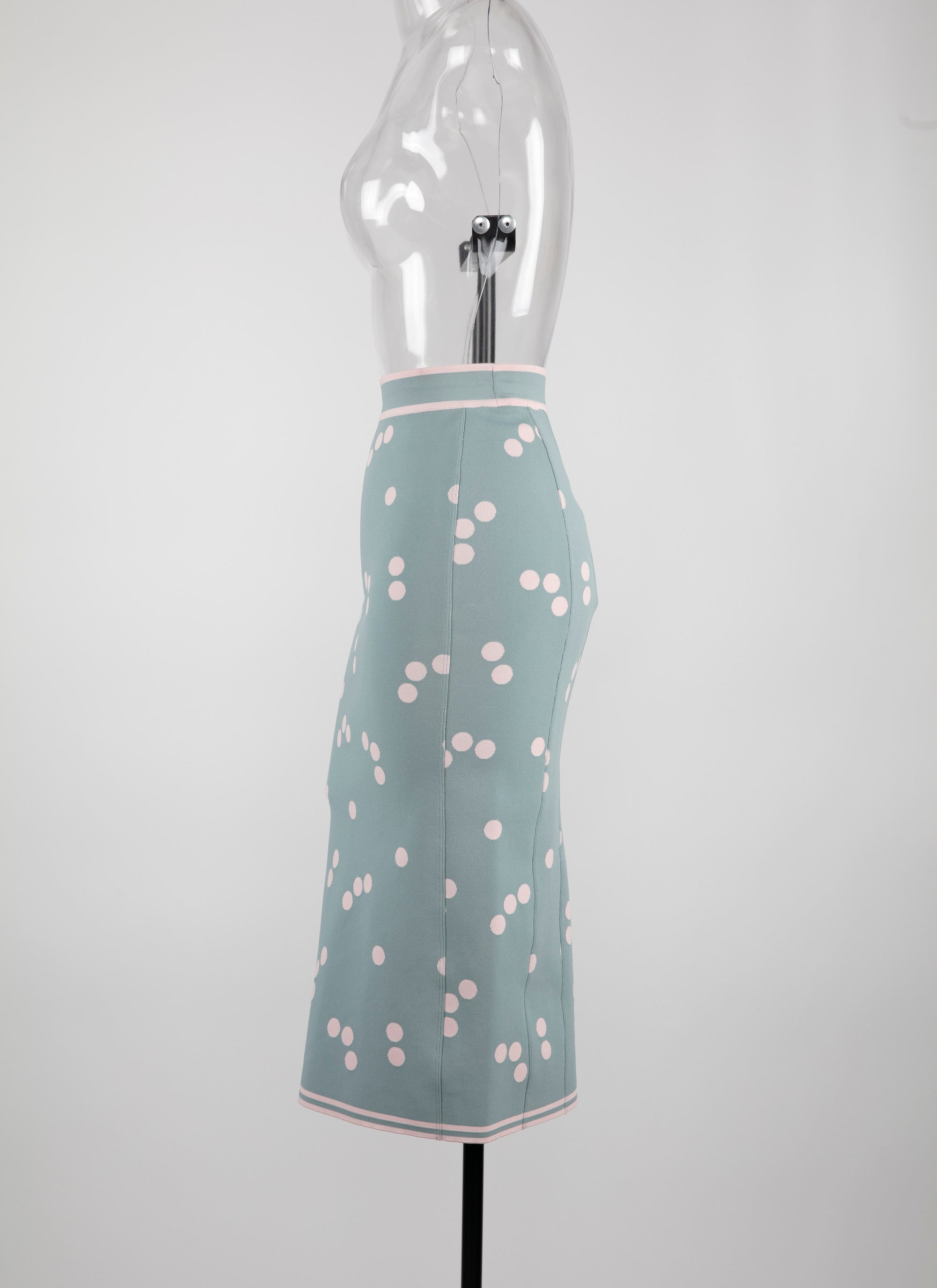 Jupe longue légère à pois en maille - Bleu & Rose