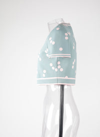 Fluid polka dot top - Blue & Pink