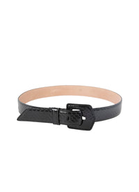 Elaphe flat belt in leather - Black