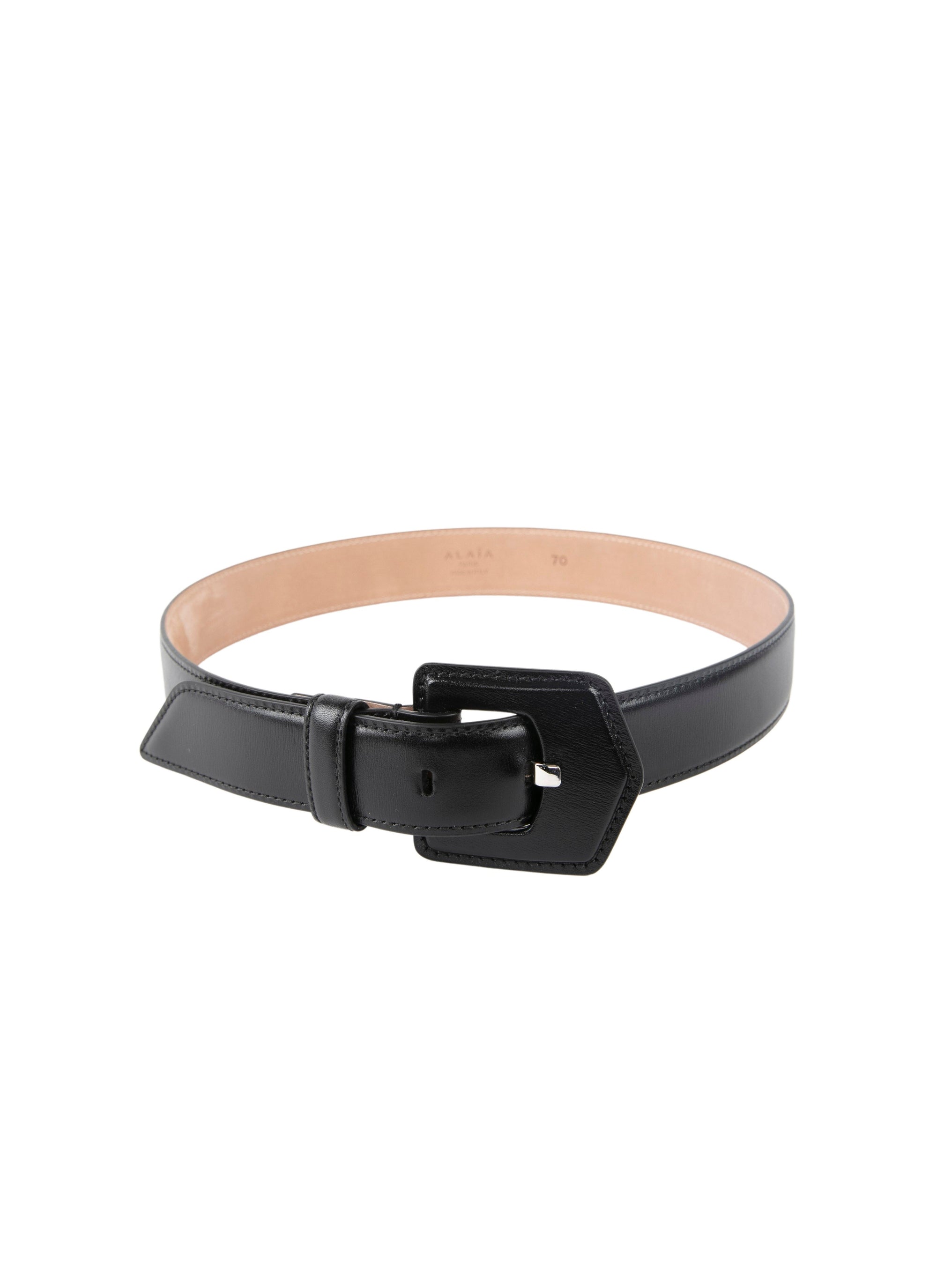 Openwork belt in leather - Black