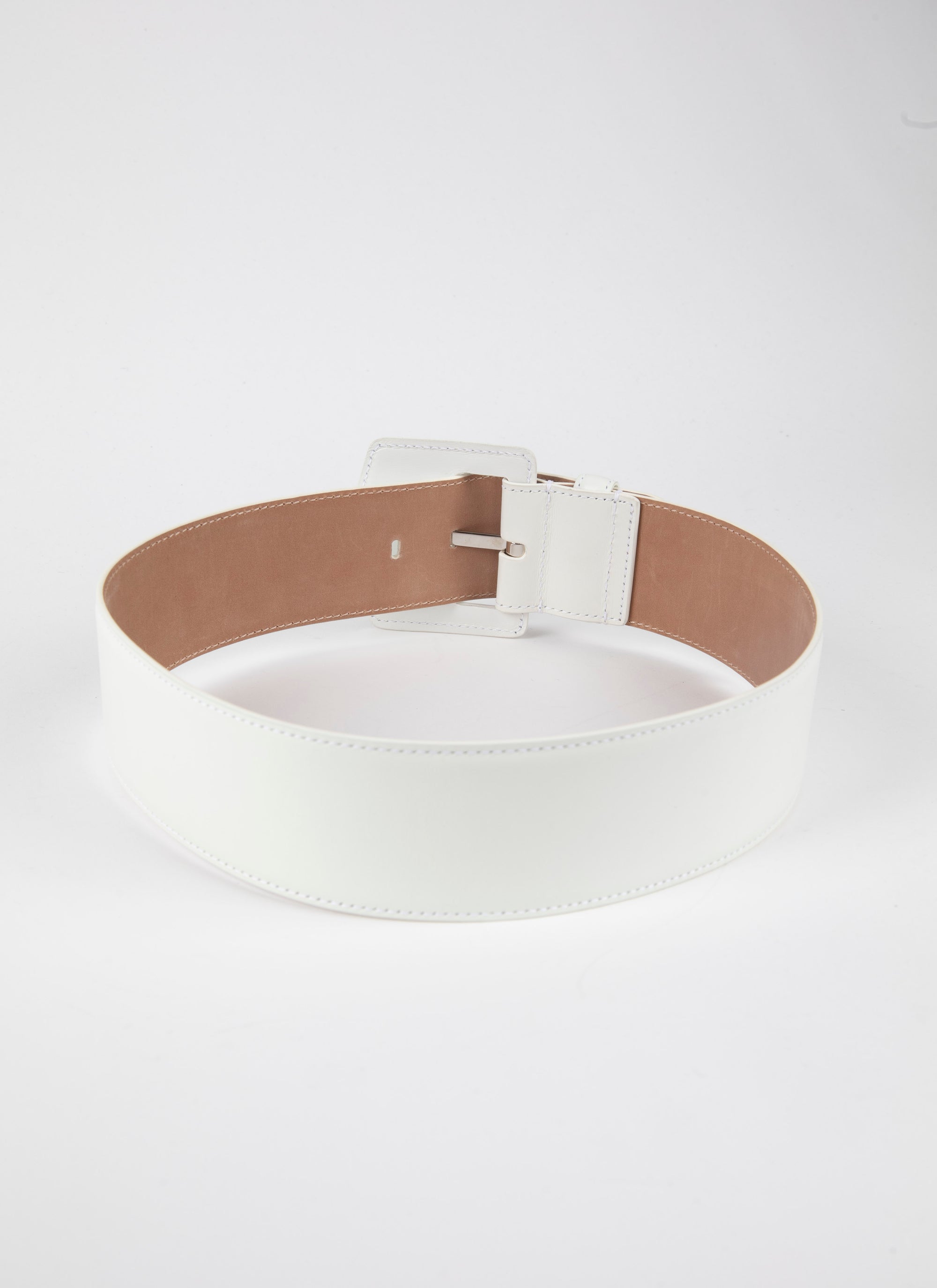 Ceinture à boucle large en cuir - Blanc Optique