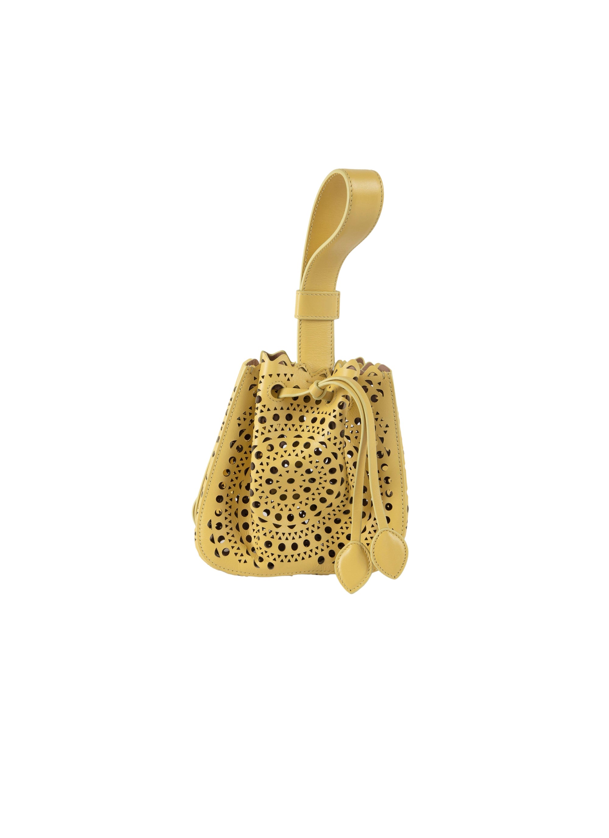 Rose Marie mini openwork bag, in leather - Topaz