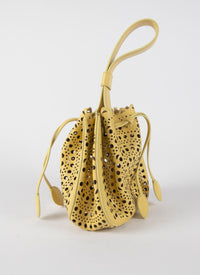 Rose Marie mini openwork bag, in leather - Topaz