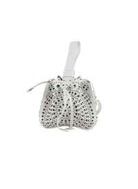 Rose Marie mini openwork bag, in leather - Optic White