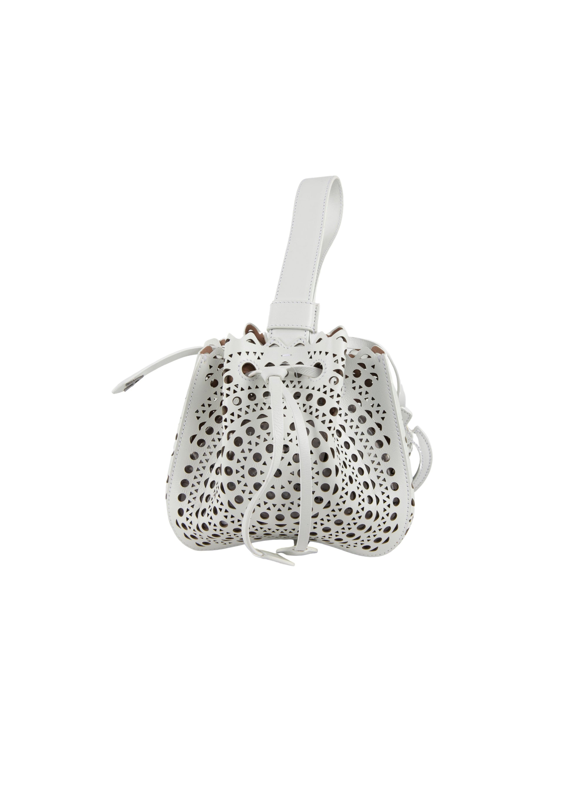 Rose Marie mini openwork bag, in leather - Optic White
