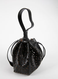 Sac mini Rose Marie ajouré en cuir - Noir