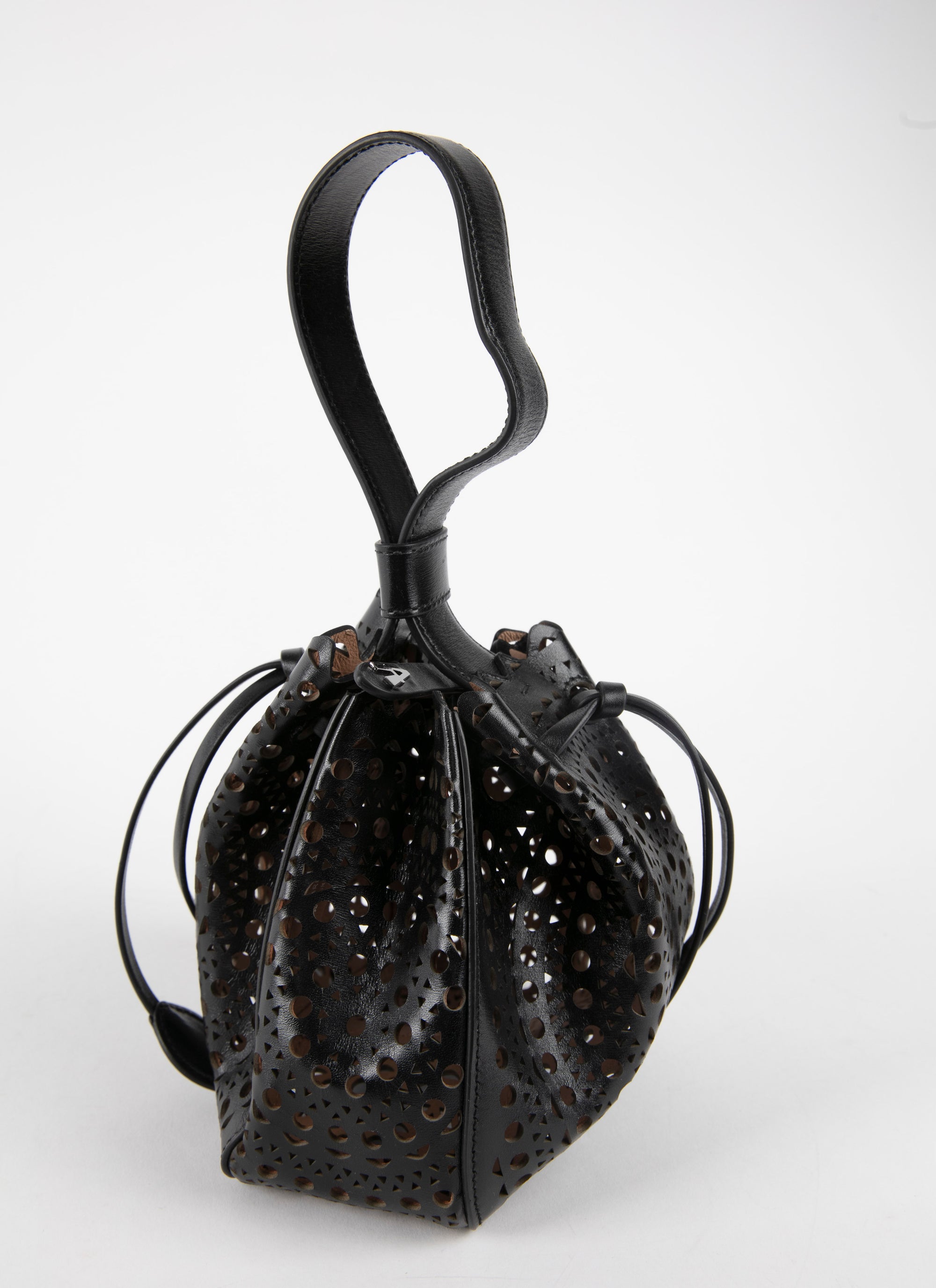 Sac mini Rose Marie ajouré en cuir - Noir
