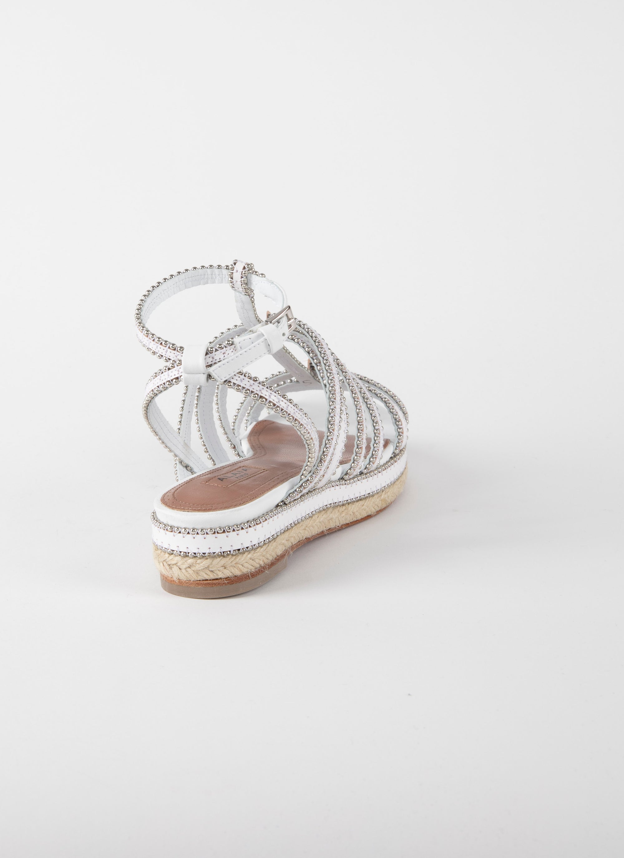 Strappy sandals with studs in leather - White
