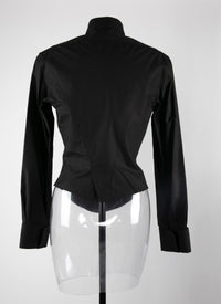 High collar shirt in Japanese poplin - Black