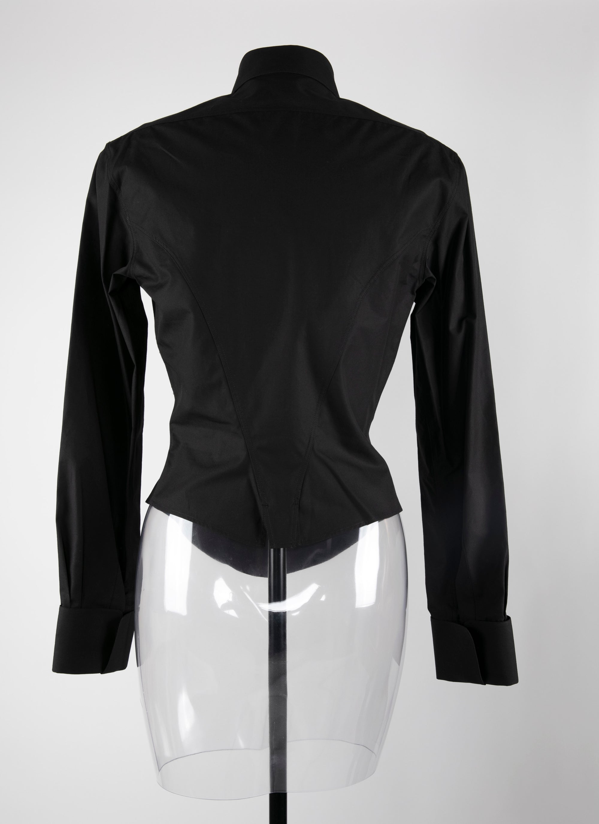 High collar shirt in Japanese poplin - Black