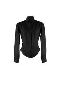 High collar shirt in Japanese poplin - Black