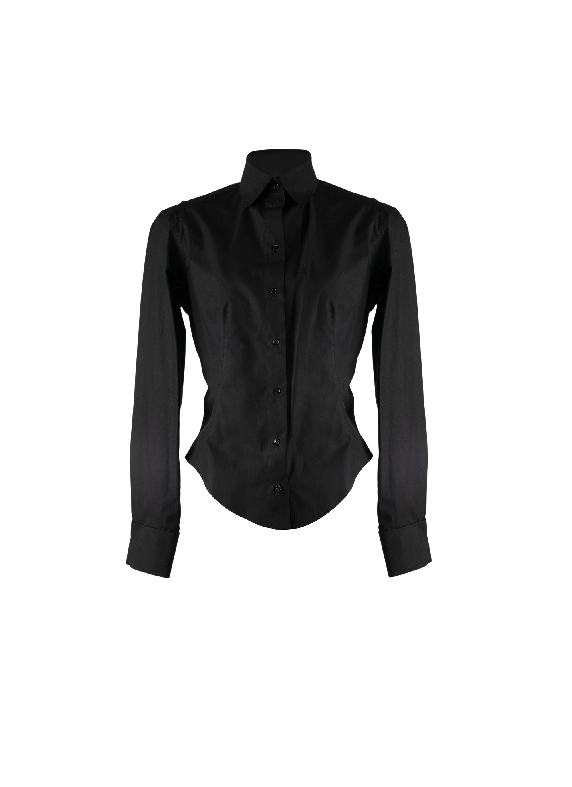 High collar shirt in Japanese poplin - Black
