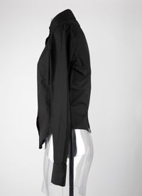 High collar shirt in Japanese poplin - Black