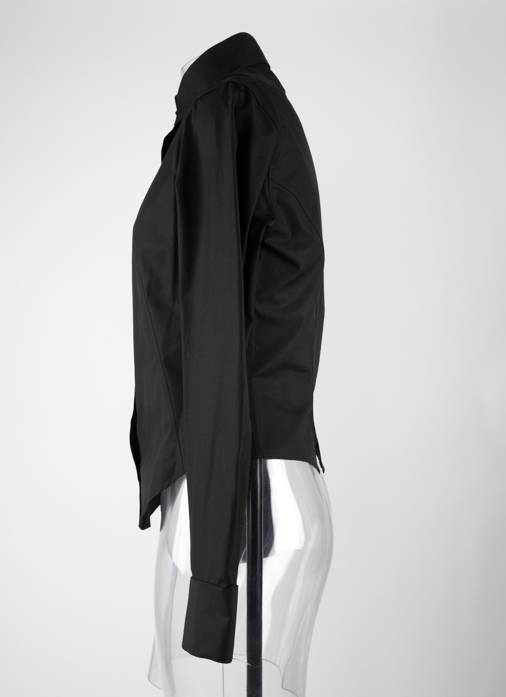 High collar shirt in Japanese poplin - Black