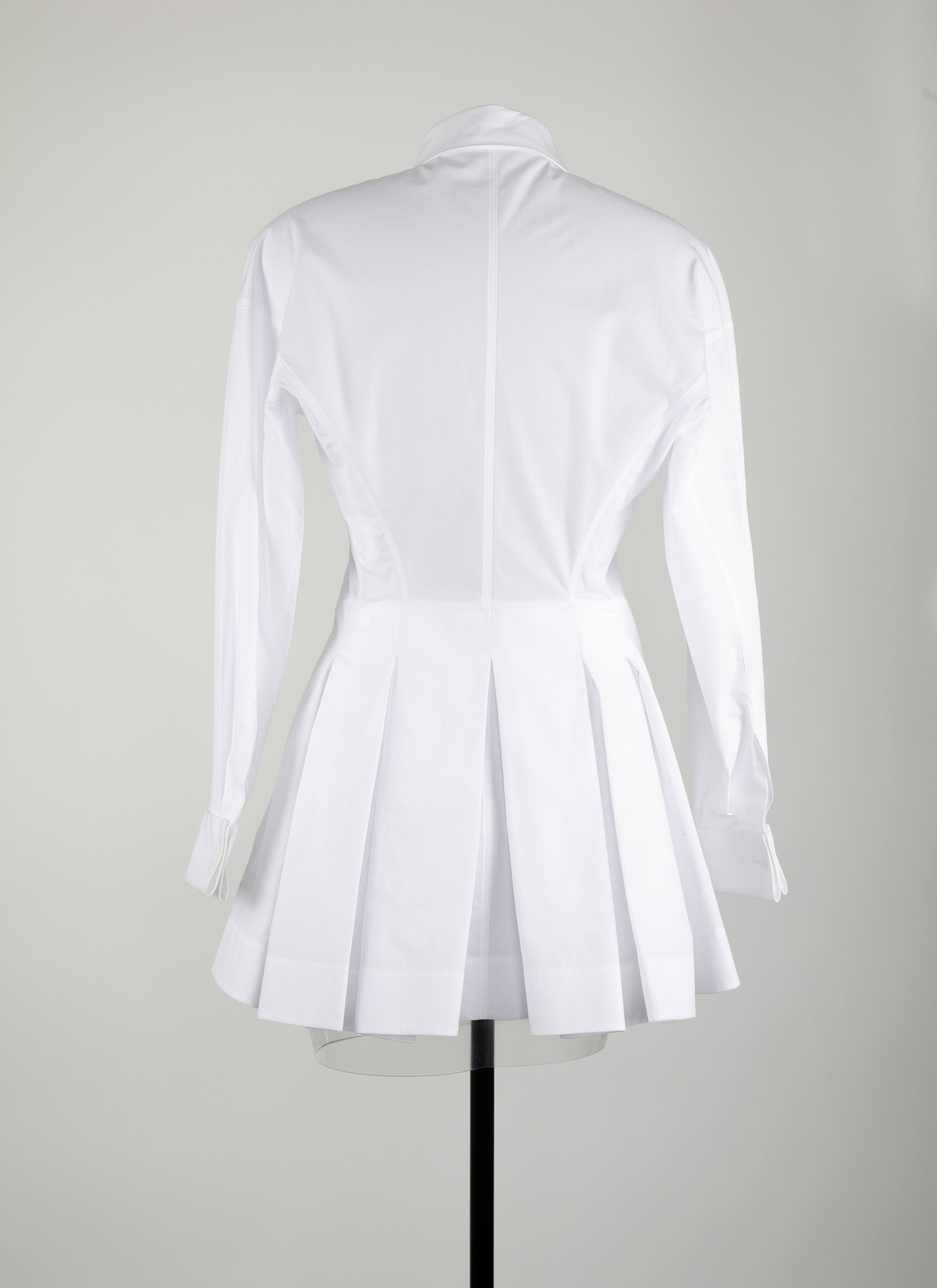 Chemise cintrée et plissée en popeline japonaise - Blanc Neige