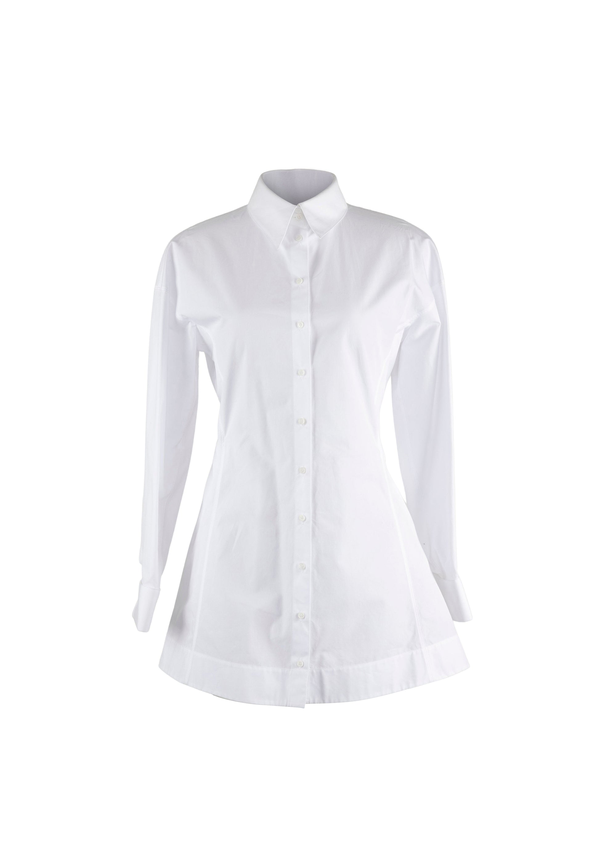 Chemise cintrée et plissée en popeline japonaise - Blanc Neige