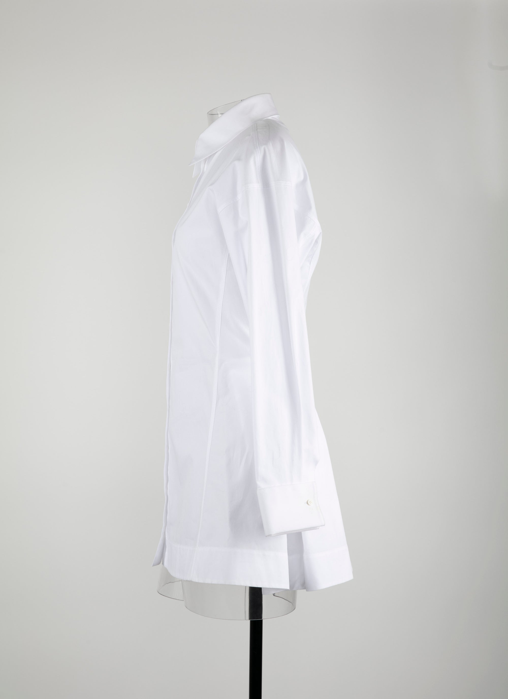 Chemise cintrée et plissée en popeline japonaise - Blanc Neige