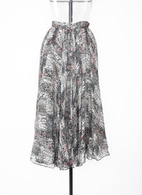 Jupe à fleurs en soie - Multicolore Gris