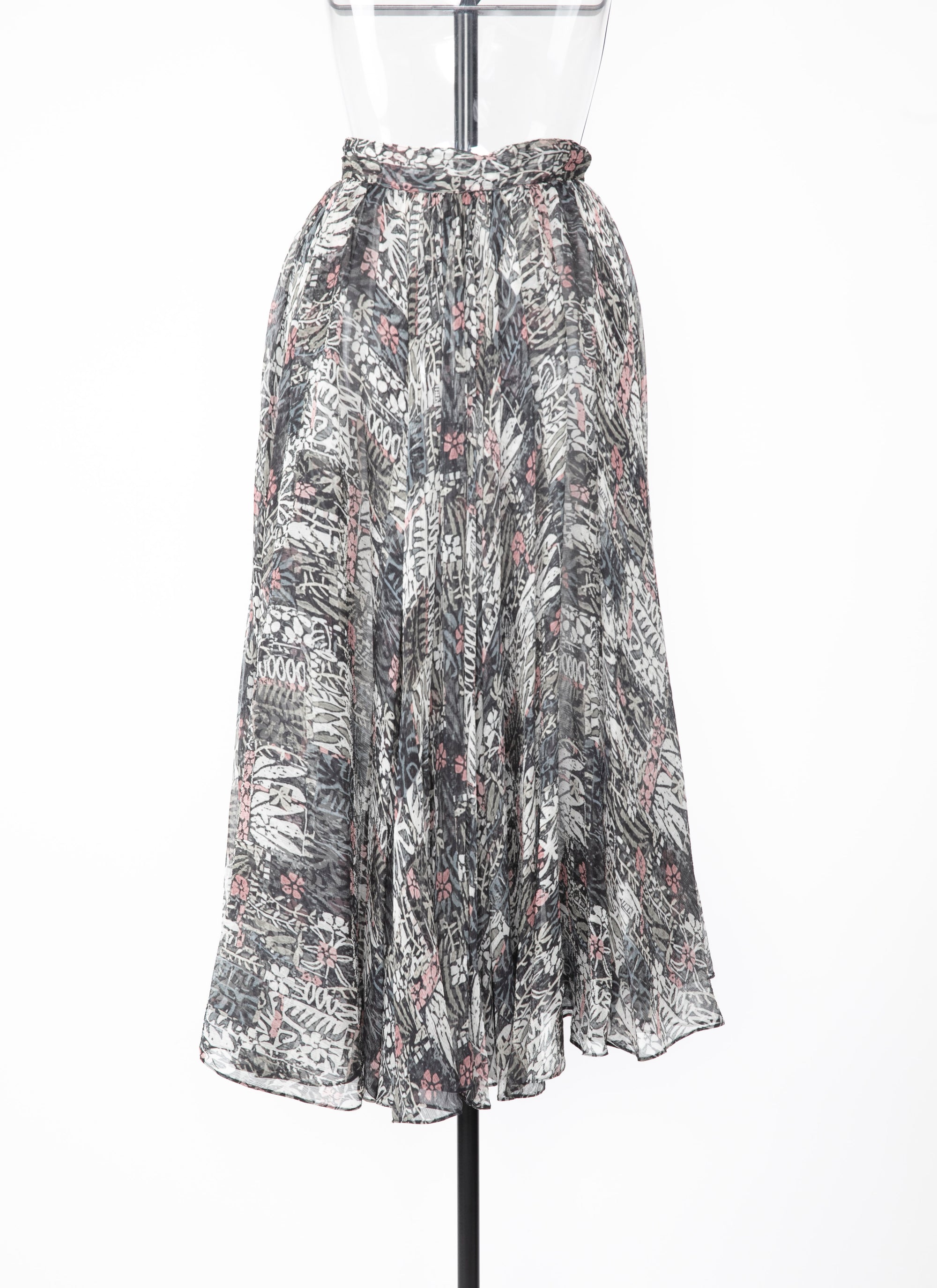 Jupe à fleurs en soie - Multicolore Gris