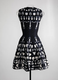 Sleeveless knitted cheetah dress - Blue