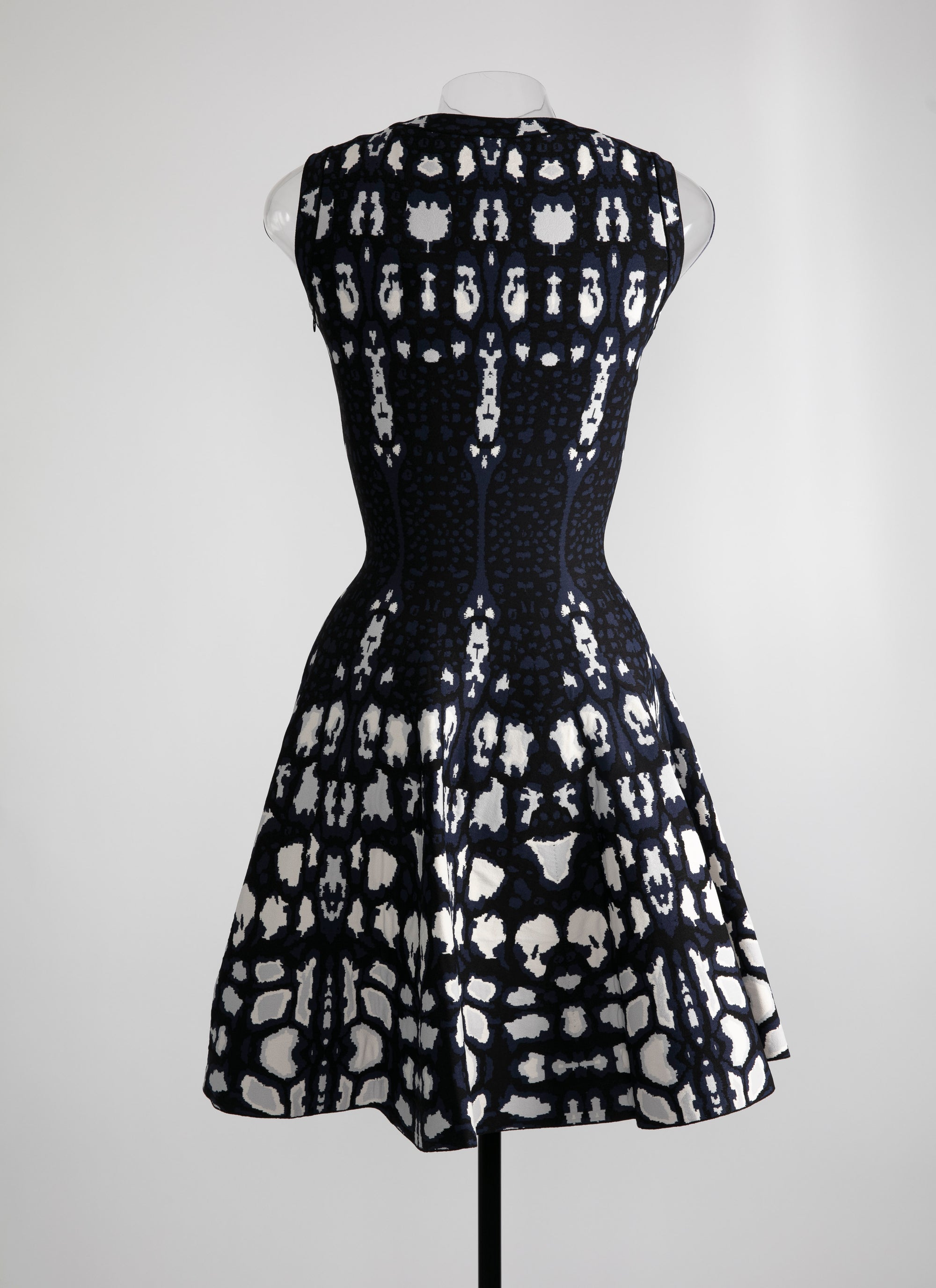 Sleeveless knitted cheetah dress - Blue