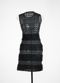 Ruffle sleeveless dress - Black & Blue