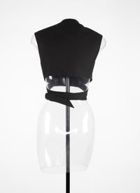 Belted cross-over top - Black