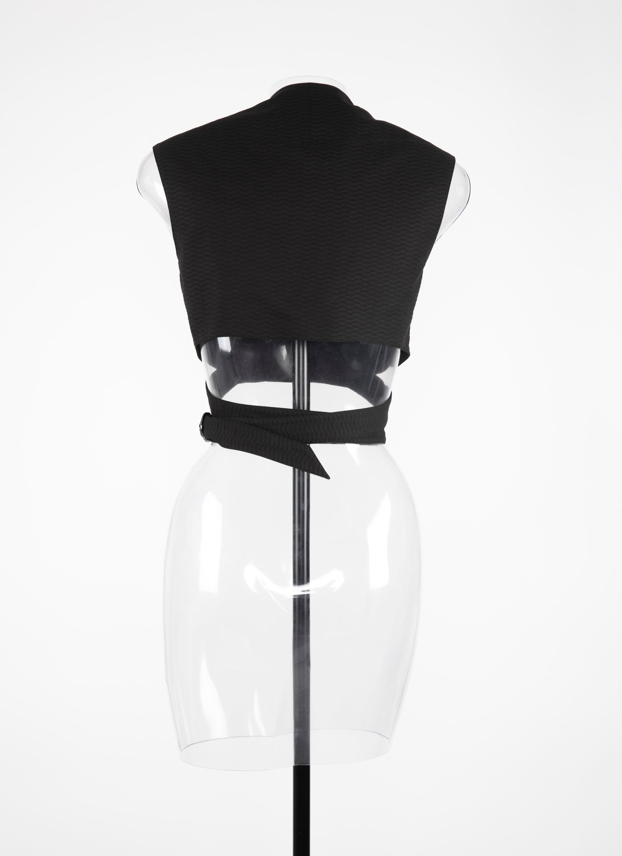 Belted cross-over top - Black