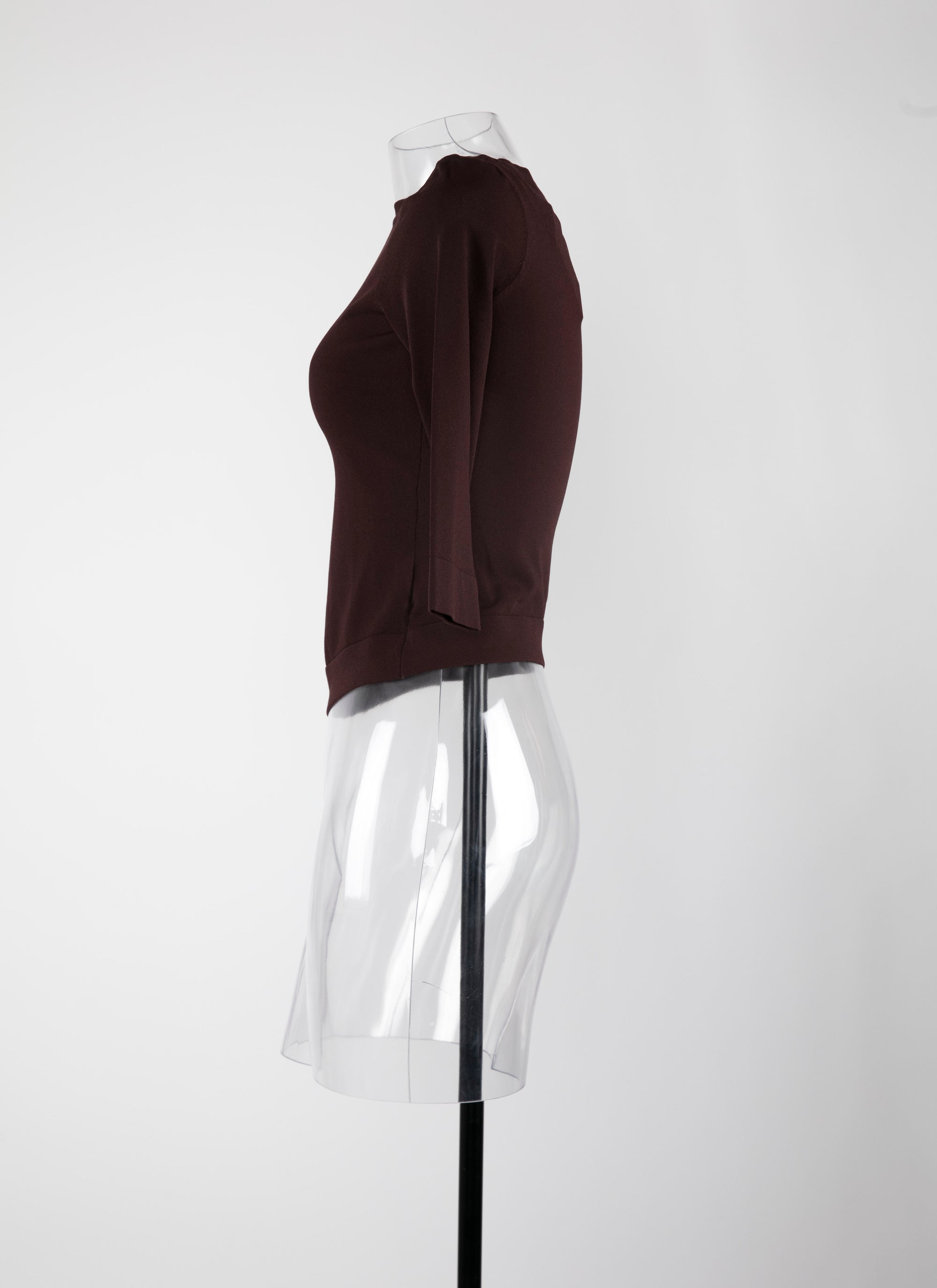 Pull à manches 3/4 en maille - Marron Foncé