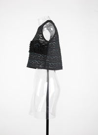 Top sans manches à volants - Noir & Bleu