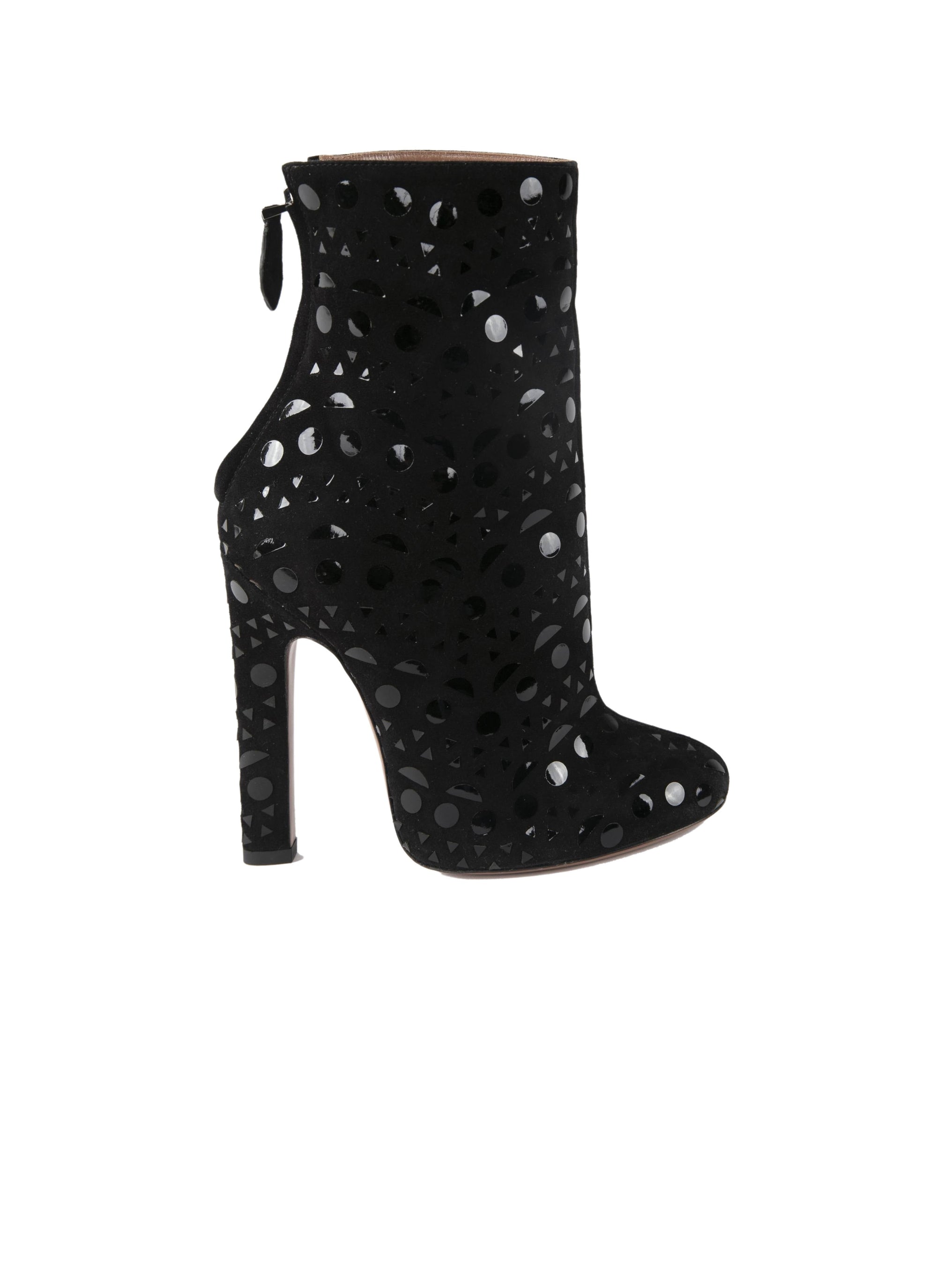Bottines à plateforme en cuir vernis - Noir & Noir