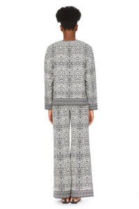 Pull à imprimé lynx en maille - Blanc & Noir