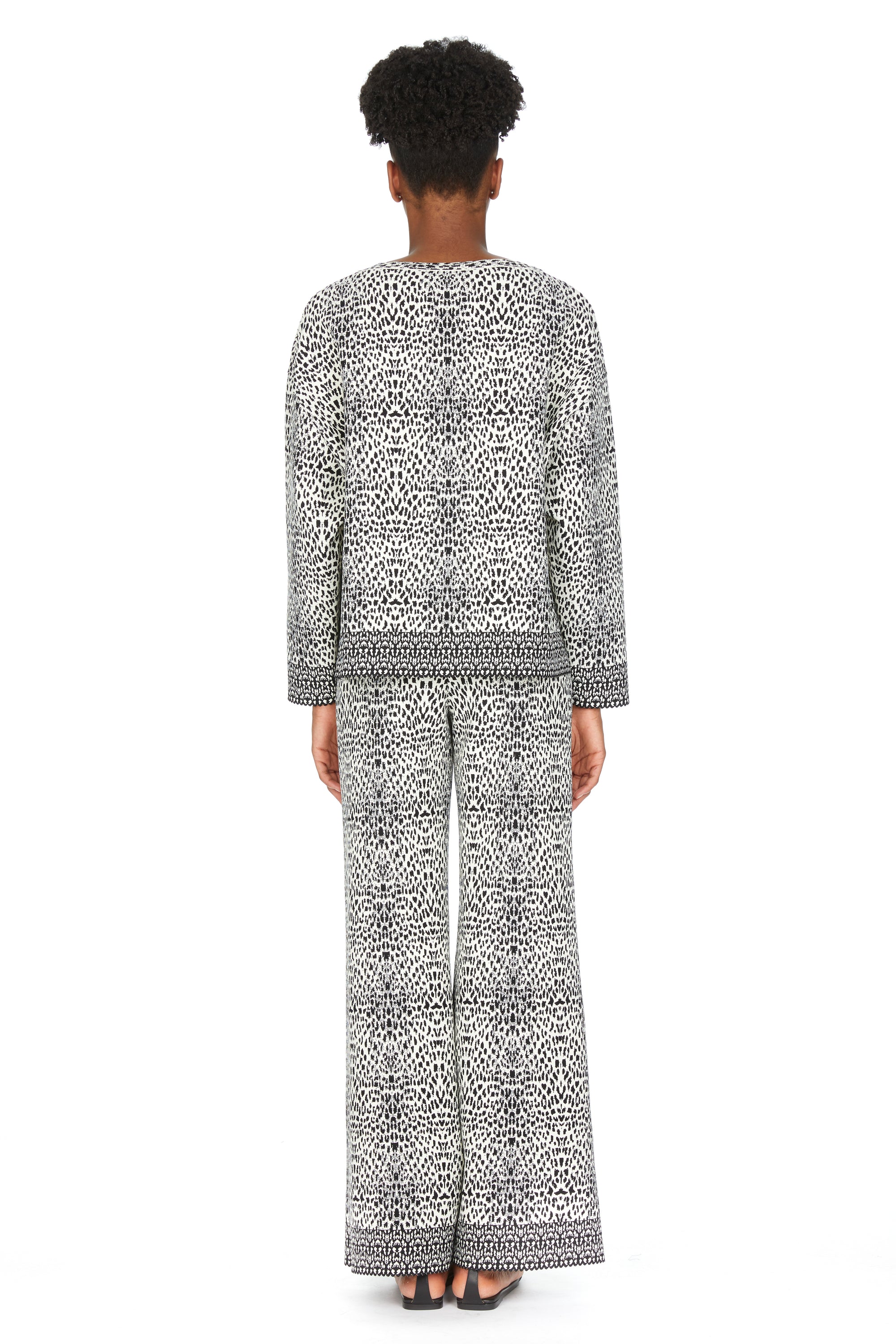 Pull à imprimé lynx en maille - Blanc & Noir