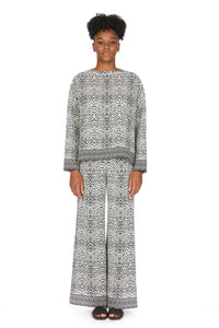 Pull à imprimé lynx en maille - Blanc & Noir